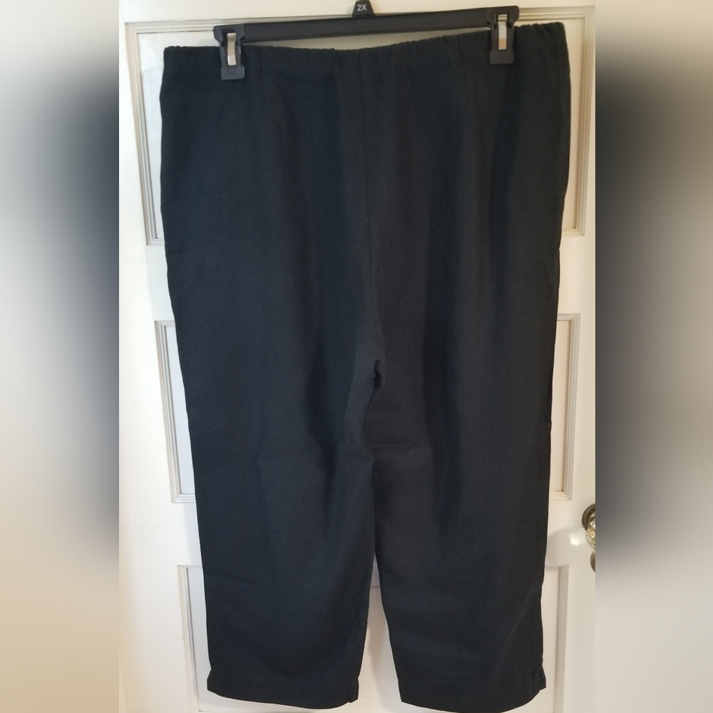 EUC J. Jill Black Linen Cropped Pants Size L - Picture 2 of 8